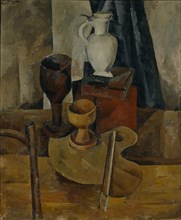 Still Life with Palette, 1920. Creator: Osmiorkin, Alexander Alexandrovich (1892-1953).
