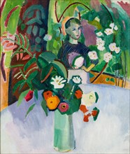Jeanne with Flowers. Creator: Dufy, Raoul (1877-1953).