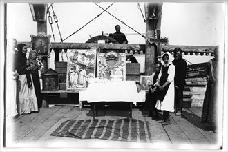 A prayer service on a steamship on the feast of St. Nicholas on 9 (12) May, 1880. Creator: Unknown.