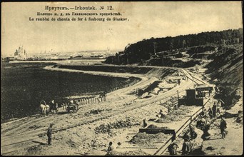 Irkutsk The railway track in Glazkovsky suburb, 1904-1917. Creator: Unknown.
