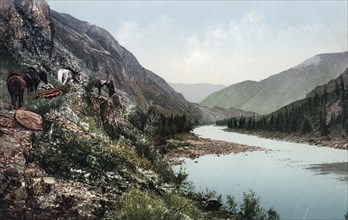 A Pack Road Along the Katun River near Its Confluence with the Argut River..., 1911-13. Creator: Sergei Ivanovich Borisov.