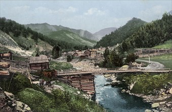 The Village of Elekmonar, Valley of the Middle Reaches of the Katun River, 1911-1913. Creator: Sergei Ivanovich Borisov.