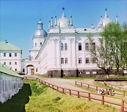 Main building of the St. Nilus Stolobensky Monastery, Lake Seliger, 1910. Creator: Sergey Mikhaylovich Prokudin-Gorsky.