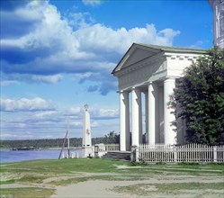 Monument outside the cathedral [the Cathedral of Saints Peter and Paul, Lodeynoye Pole..., 1915. Creator: Sergey Mikhaylovich Prokudin-Gorsky.