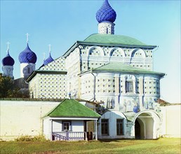 Entrance into the Nikolskaia Church in the Makaryev Monastery, 1910. Creator: Sergey Mikhaylovich Prokudin-Gorsky.