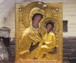 Icon of the Mother of God of Tikhvin, church of the Ipatievsky Monastery, Kostroma, 1911. Creator: Sergey Mikhaylovich Prokudin-Gorsky.