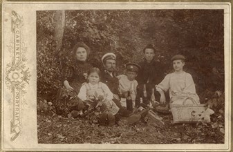 Usevich Family at a Picnic on the Irkut River Shore, 1910-1919. Creator: Unknown.