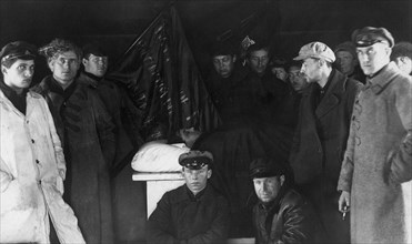 Funeral of V.M. Kruchina. Chapel, 1920. Creator: Unknown.