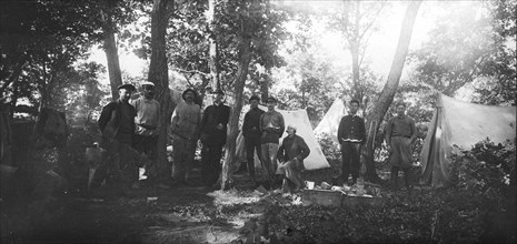 Mikhail Alekseevich Pavlov with Members of an Expedition at Base Camp, 1920-1929. Creator: Unknown.