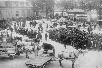 Reservists and wagons under requisition, Latour Maubourg, between c1914 and c1915. Creator: Bain News Service.