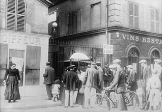 Where bomb fell in Rue Des Recollets, Aug 1914. Creator: Bain News Service.