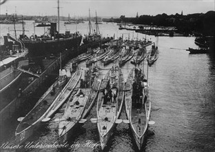 German Submarines in harbor, between c1914 and c1915. Creator: Bain News Service.
