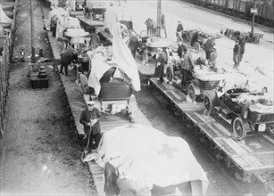 Loading German Red Cross supplies, between 1914 and c1915. Creator: Bain News Service.