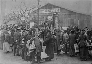 Exchanging French - English prisoners, Singen, Switz., between c1915 and c1920. Creator: Bain News Service.