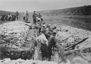 U.S. troops in trench in France, 1917. Creator: Bain News Service.