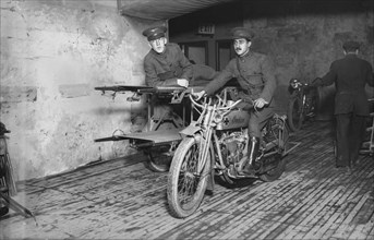 Motor Cycle Ambulance, Hero Land, 1917. Creator: Bain News Service.