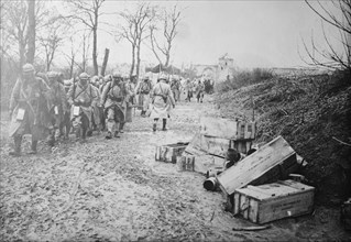 On Maubeuge Road, coming from 1st line trenches, between c1915 and c1920. Creator: Bain News Service.