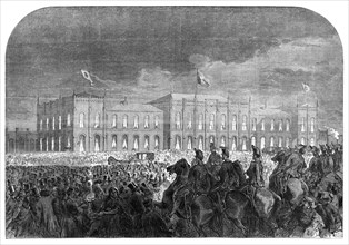 Visit of the Prince and Princess of Wales to Sweden: departure from Gottenborg Railway Station, 1864 Creator: Unknown.