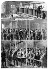 The Cotton Famine: the Society of Friends' soup-kitchen...Lower Moseley-street, Manchester, 1862. Creator: Unknown.
