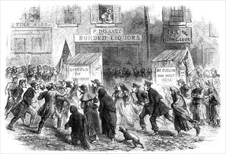 Election Day in New York: a polling-place among the "Lower Twenty", 1864. Creator: Unknown.