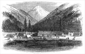 Sketches in British Columbia: Indian village, Douglas Lake, 1864. Creator: Unknown.