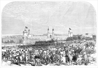 Arrival of the Governor-General of India at the Lahore railway station, 1864. Creator: C. R..