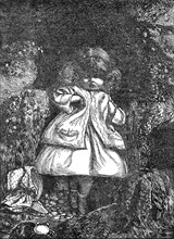 Home Thoughts: the Child among the Rocks, 1864. Creator: Dalziel Brothers.
