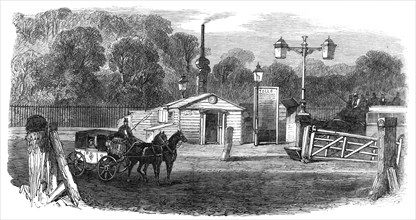 Turnpike-gates in and near London just demolished: Kensington Gate, 1864.  Creator: Unknown.