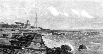 The lighthouse and flagstaff at Colombo, Ceylon, 1864. Creator: Unknown.