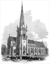 St. Mary tower church, Ipswich, recently restored, 1864. Creator: Mason Jackson.