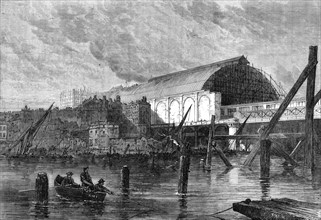 The Charing-Cross railway station, as seen from the river, 1864. Creator: Mason Jackson.