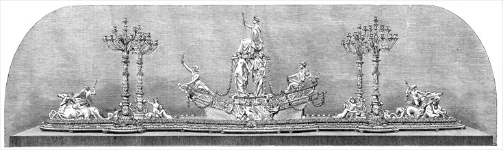 The International Exhibition: plateau and candelabra by Messrs. Christofle, of Paris, 1862. Creator: Unknown.