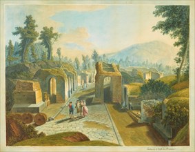 View of the northwest corner of Pompeii with Porta Ercolano, ca 1770. Creator: Smuglewicz, Franciszek (1745-1807).