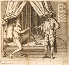 The Girdle of Chastity. From L'école des maris jaloux ou les fureurs de l'amour jalou..., 1698. Creator: Anonymous.