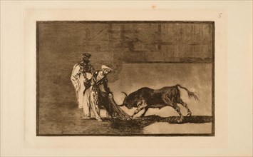La Tauromaquia: The Moors make a different play in the ring calling the bull with..., 1815-1816. Creator: Goya, Francisco, de (1746-1828).