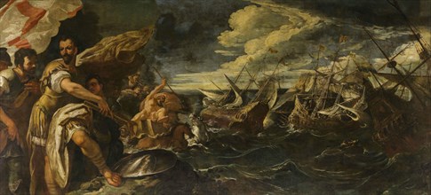 Alessandro Farnese witnesses the destruction of the Invincible Armada, 1687. Creator: Ricci, Sebastiano (1659-1734).