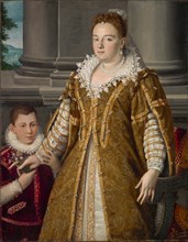 Portrait of Bianca Cappello (1548-1587), Grand Duchess of Tuscany with Her Son , ca 1580-1585. Creator: Allori, Alessandro (1535-1607).