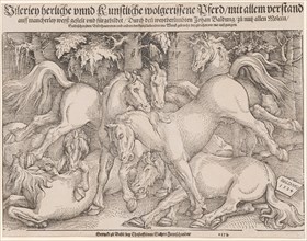 Fighting stallions, 1534. Creator: Baldung (Baldung Grien), Hans (1484-1545).