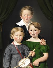 Hans and Bolette Puggaard's three children, 1827. Creator: Jensen, Christian Albrecht (1792-1870).