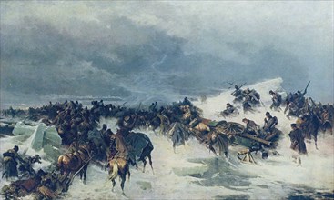 Russian Forces Crossing the frozen Gulf of Bothnia in 1809, 1875. Creator: Kotzebue, Alexander von (1815-1889).