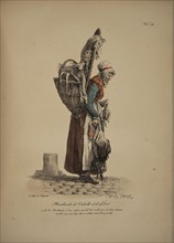 Poultry and game seller. From the Series "Cris de Paris" (The Cries of Paris), 1815. Creator: Vernet, Carle (1758-1836).