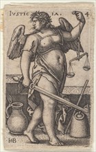 Justice. From the episode "The Knowledge of God and the Seven Cardinal Virtues", c.1539 . Creator: Beham, Hans Sebald (1500-1550).