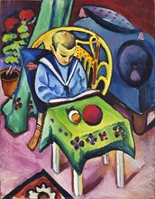 Boy with book and toys, 1912. Creator: Macke, August (1887-1914).