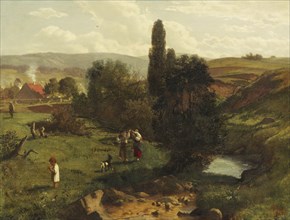 Black Forest landscape with children playing, 1867. Creator: Thoma, Hans (1839-1924).