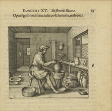 Emblem 15. The potter's work, consisting of dry and wet, shall teach you, 1618. Creator: Merian, Matthäus, the Elder (1593-1650).