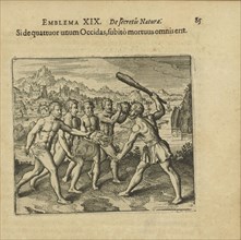 Emblem 19. If you kill one of the four, soon they will all die, 1618. Creator: Merian, Matthäus, the Elder (1593-1650).