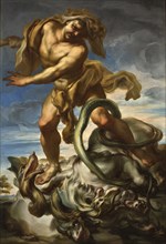 Hercules and the Lernaean serpent, c.1690. Creator: De Ferrari, Gregorio (1647-1726).