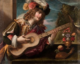 Ritratto di suonatore con chitarra (Portrait of a Guitar Player), 1636. Creator: Pombioli, Tommaso (1579-1636).