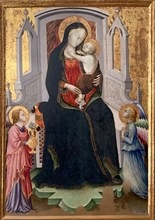 Enthroned Madonna and Child with two angels, 1428-1429. Creator: Arcangelo di Cola (active 1416-1429).