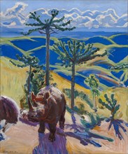 Rhino and the tree spurge, c.1910. Creator: Gallen-Kallela, Akseli (1865-1931).